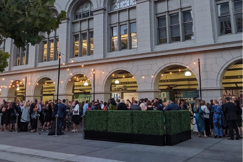 Attendees waiting at the Ferry Building.