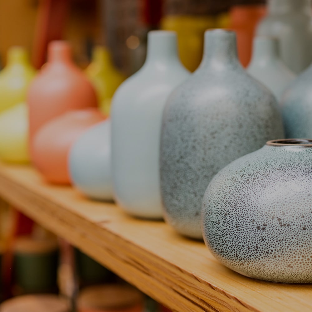 Colorful ceramic heat tiles.